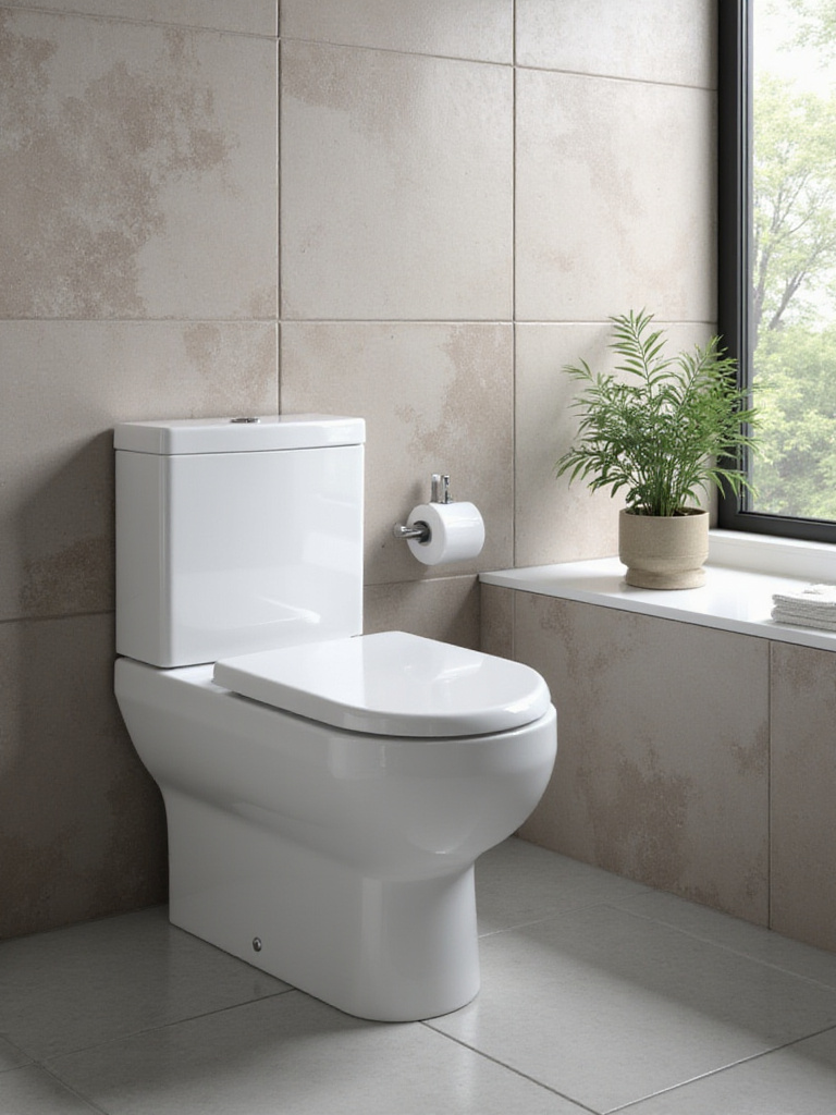 Modern bathroom with a water-saving toilet and elegant decor