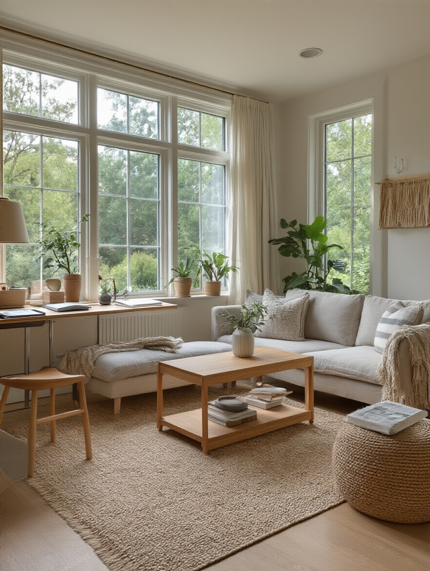 A well-designed living room with functional furniture arrangements, showcasing a cozy atmosphere.