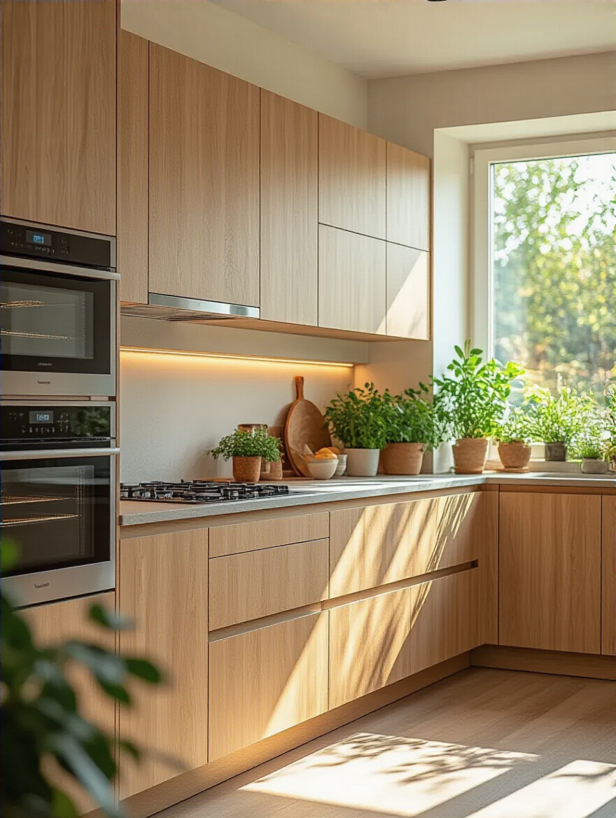 Organic kitchen cabinets with integrated ventilation system showcasing proper airflow for healthy indoor air quality