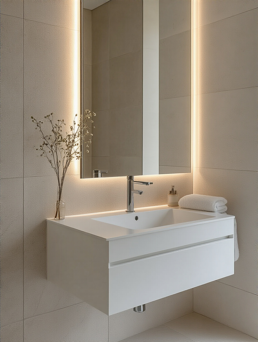 Modern bathroom with clean lines and uncluttered surfaces