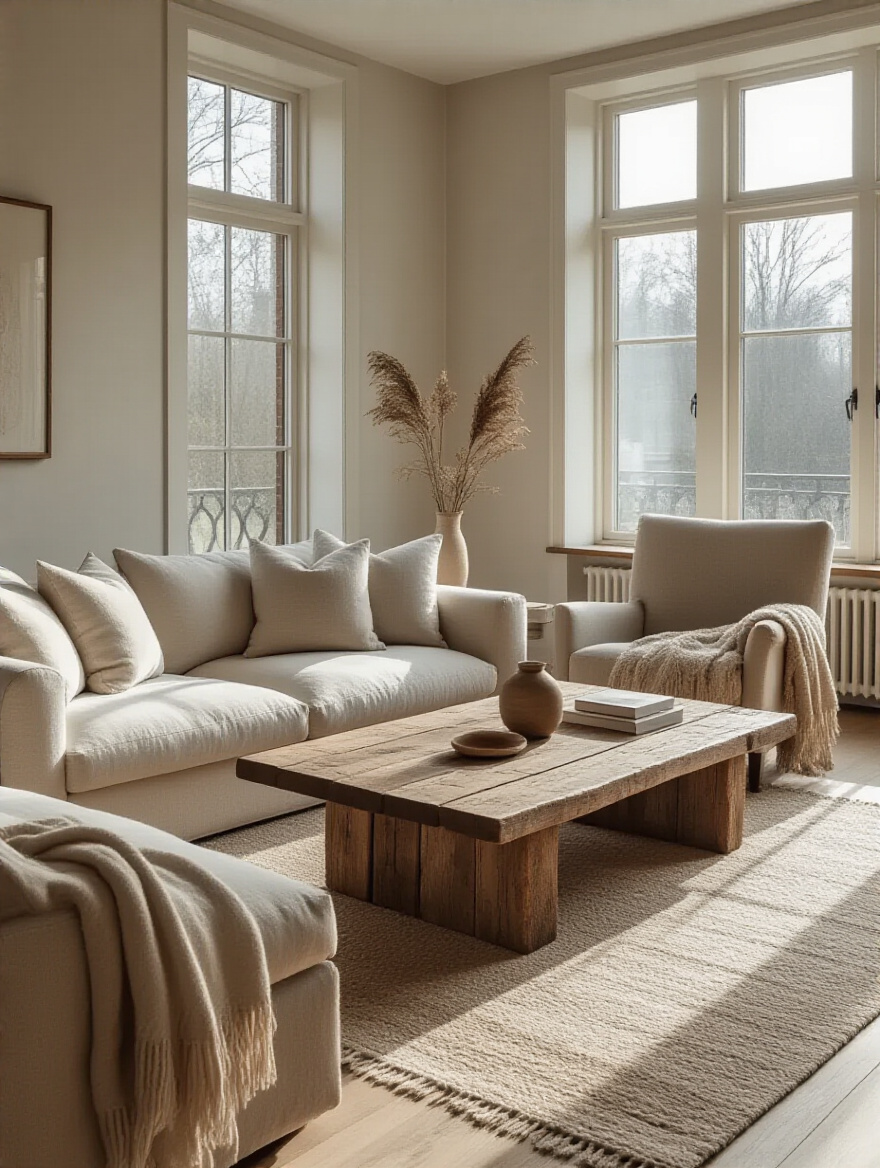 A cozy living room featuring a comfortable sofa, durable coffee table, and elegant armchair, showcasing the importance of comfort and durability in furniture.