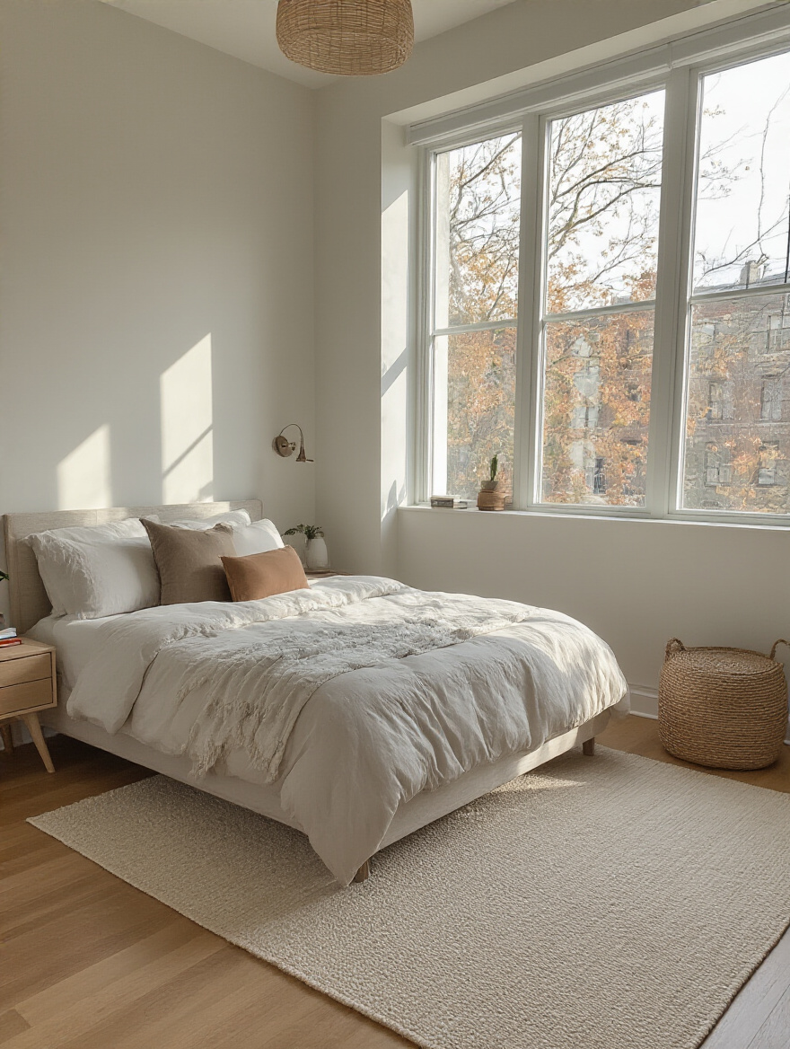 Small bedroom with a right-sized full bed maximizing floor space and clear pathways