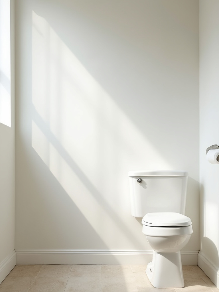 Smooth and flawlessly prepared bathroom wall ready for vintage wallpaper application with no visible imperfections