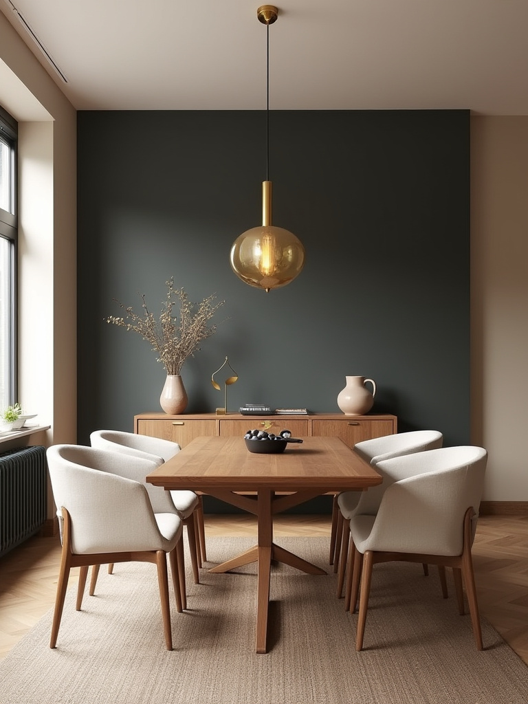 Dining room interior showing a cohesive color palette that sets mood.