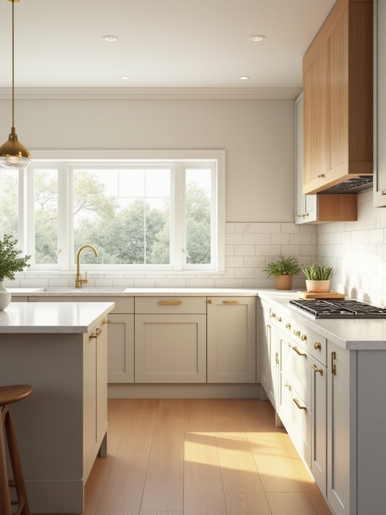 Portrait of a modern kitchen with a harmonious color palette in warm neutrals