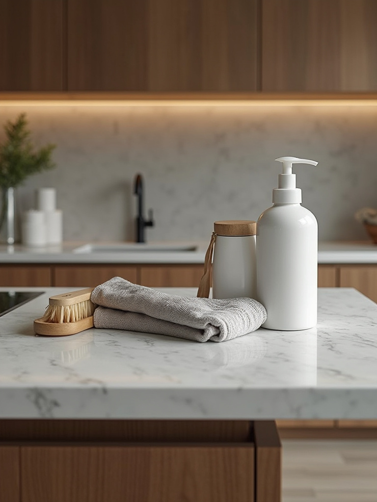 Portrait of an organized kitchen bar care station for longevity