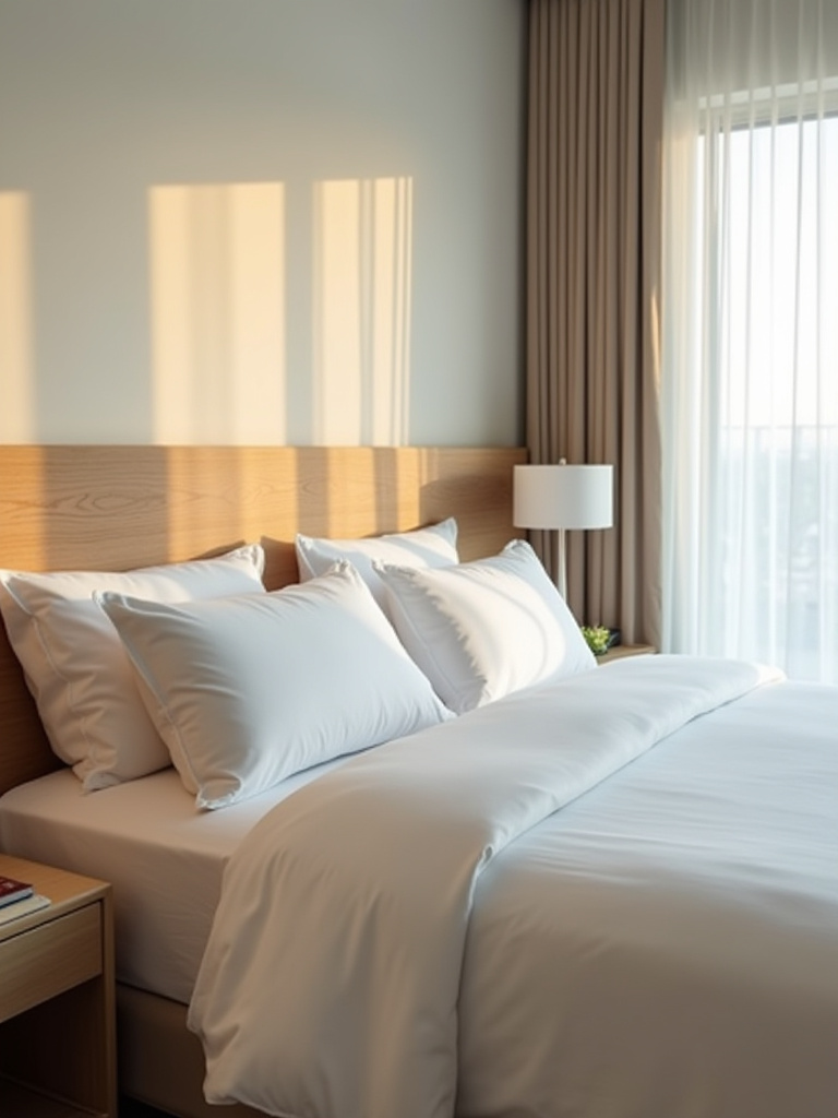 Luxurious bedroom with a strategically chosen high-quality bed, nightstands, and rug, representing smart budgeting for furniture.