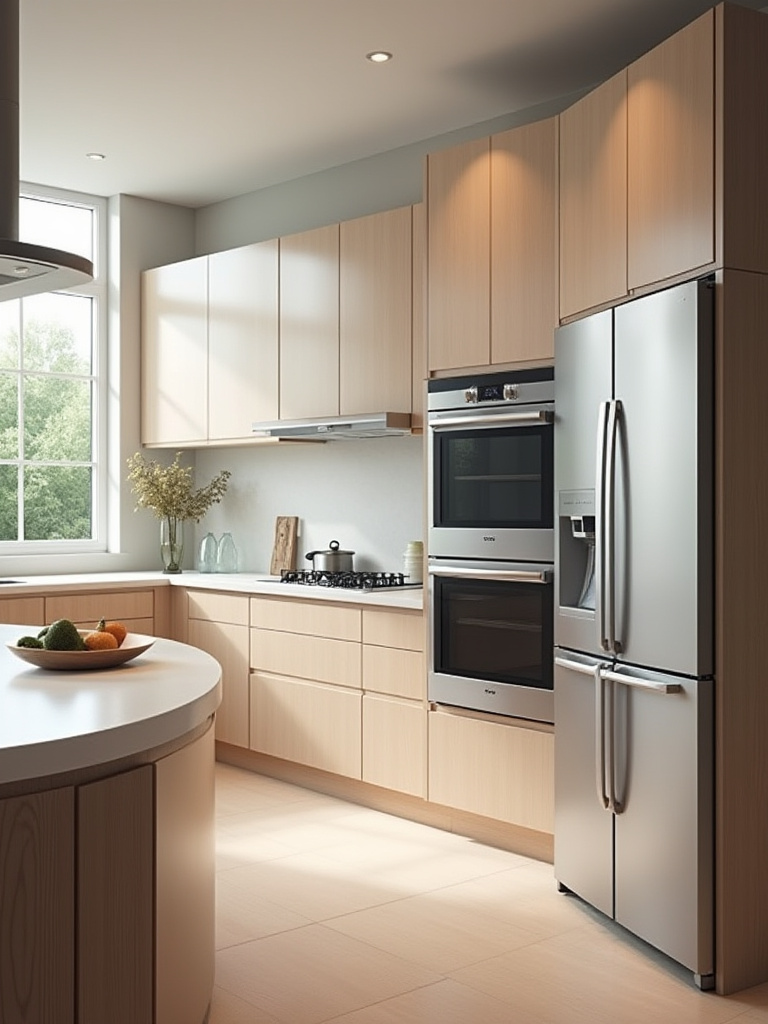 Portrait of a modern kitchen with integrated smart appliances