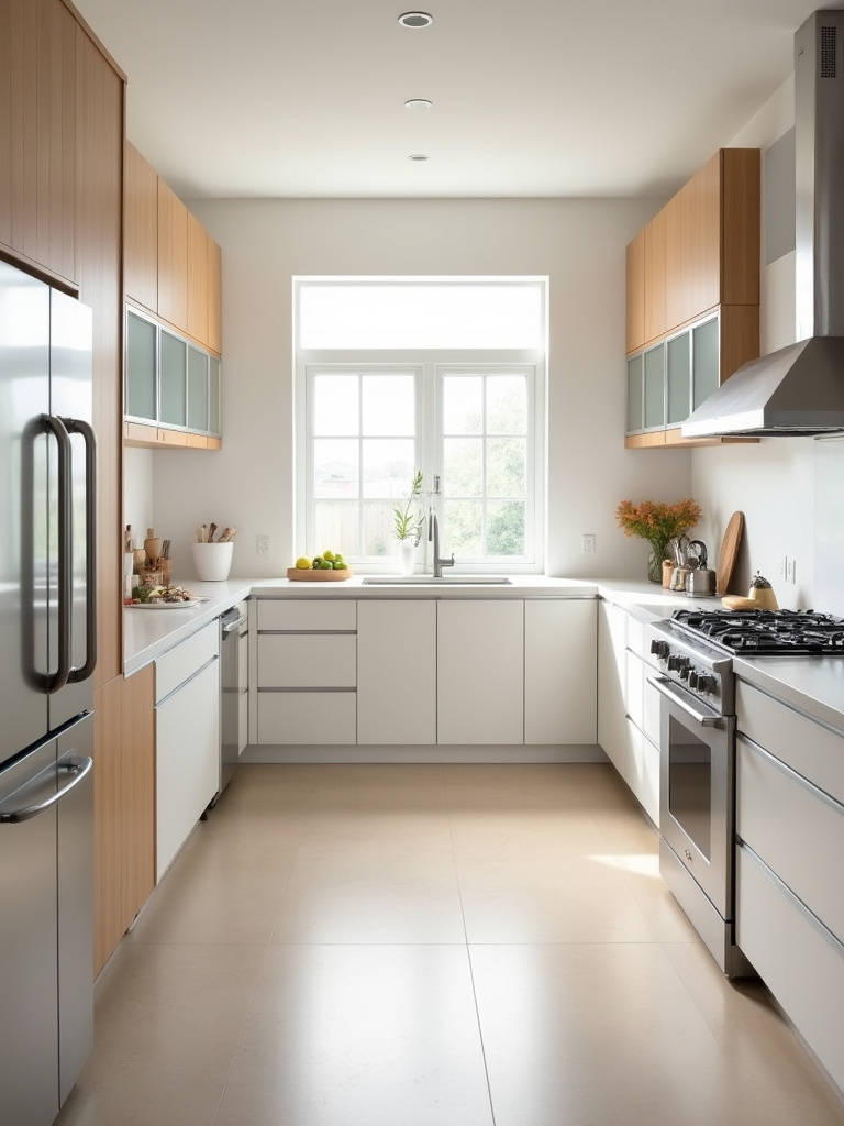 Portrait kitchen showing the Golden Triangle work triangle with fridge, sink, and range