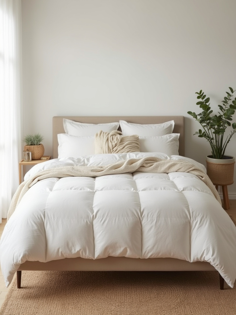 Bedroom with cohesive bedding featuring a fresh duvet cover