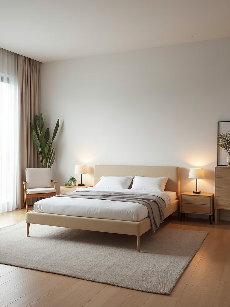 Bedroom with optimized furniture layout for improved flow