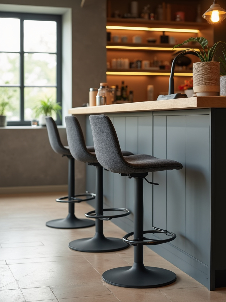 Ergonomic kitchen bar seating and counter height concept