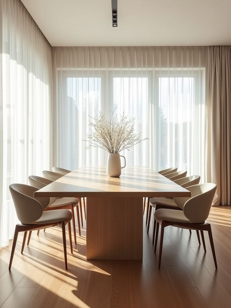 Elegant dining room showing a spacious, extendable dining table with ample room between chairs, demonstrating optimal dining room seating capacity planning for comfortable guest accommodation.