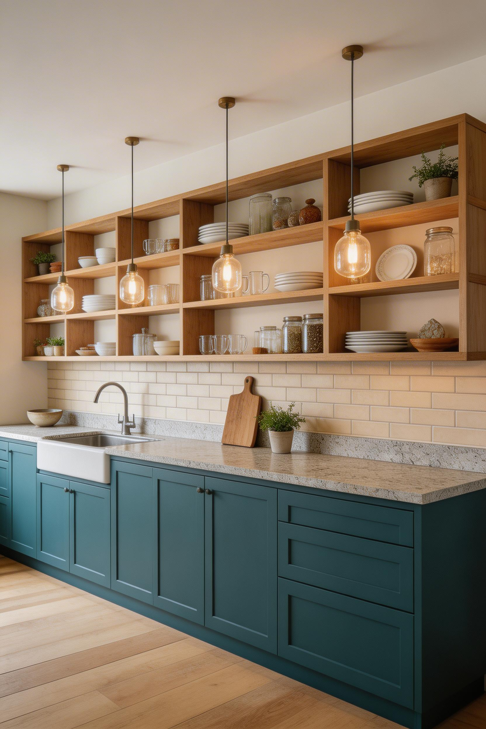 Deep teal cabinets are the most complex of the blue kitchen ideas — a colour that reads nearly black at night and reveals its full blue-green depth in daylight.