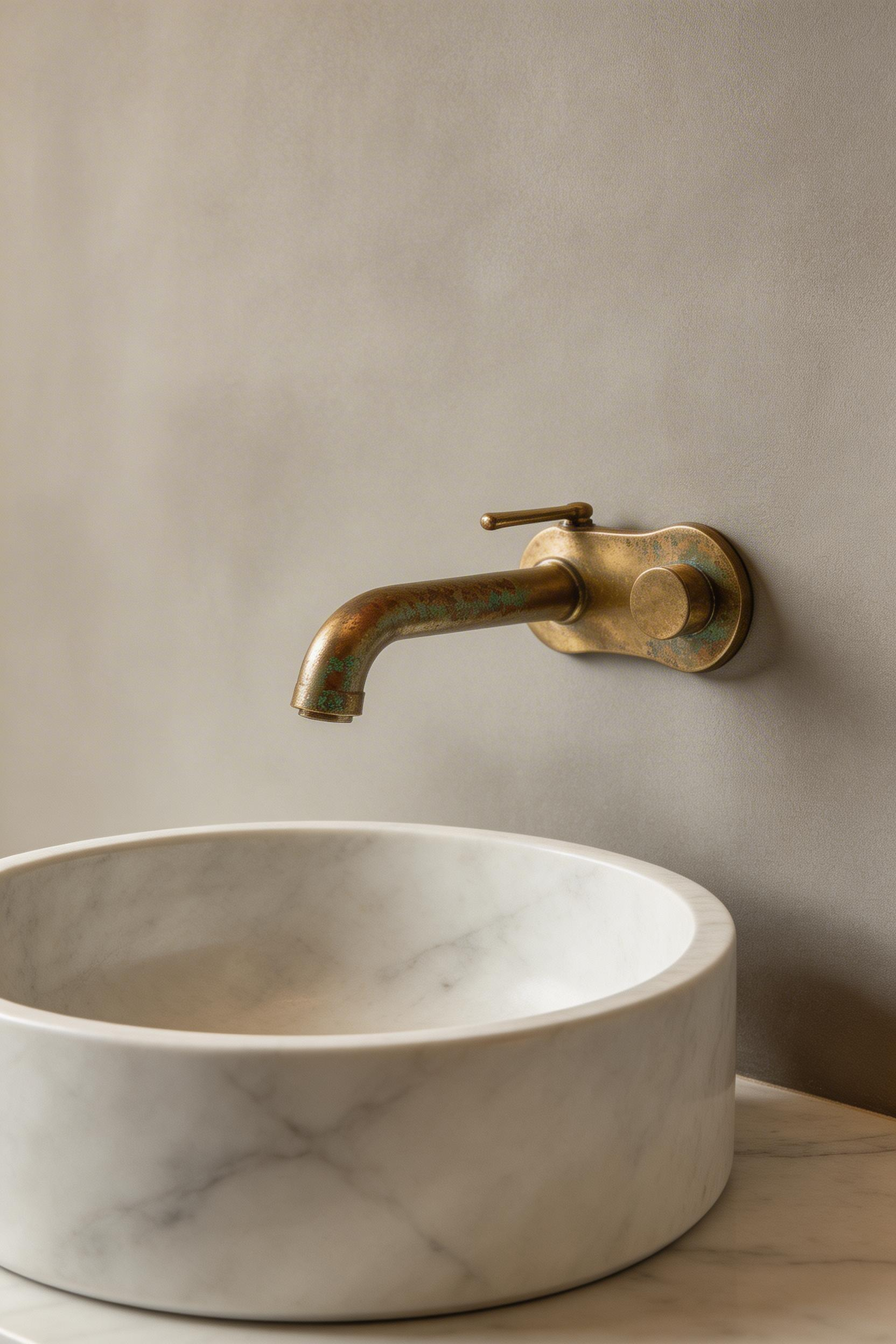 Unlacquered brass hardware develops a living patina unique to each home, making it one of the most distinctly organic bathroom ideas available for fixtures and fittings.