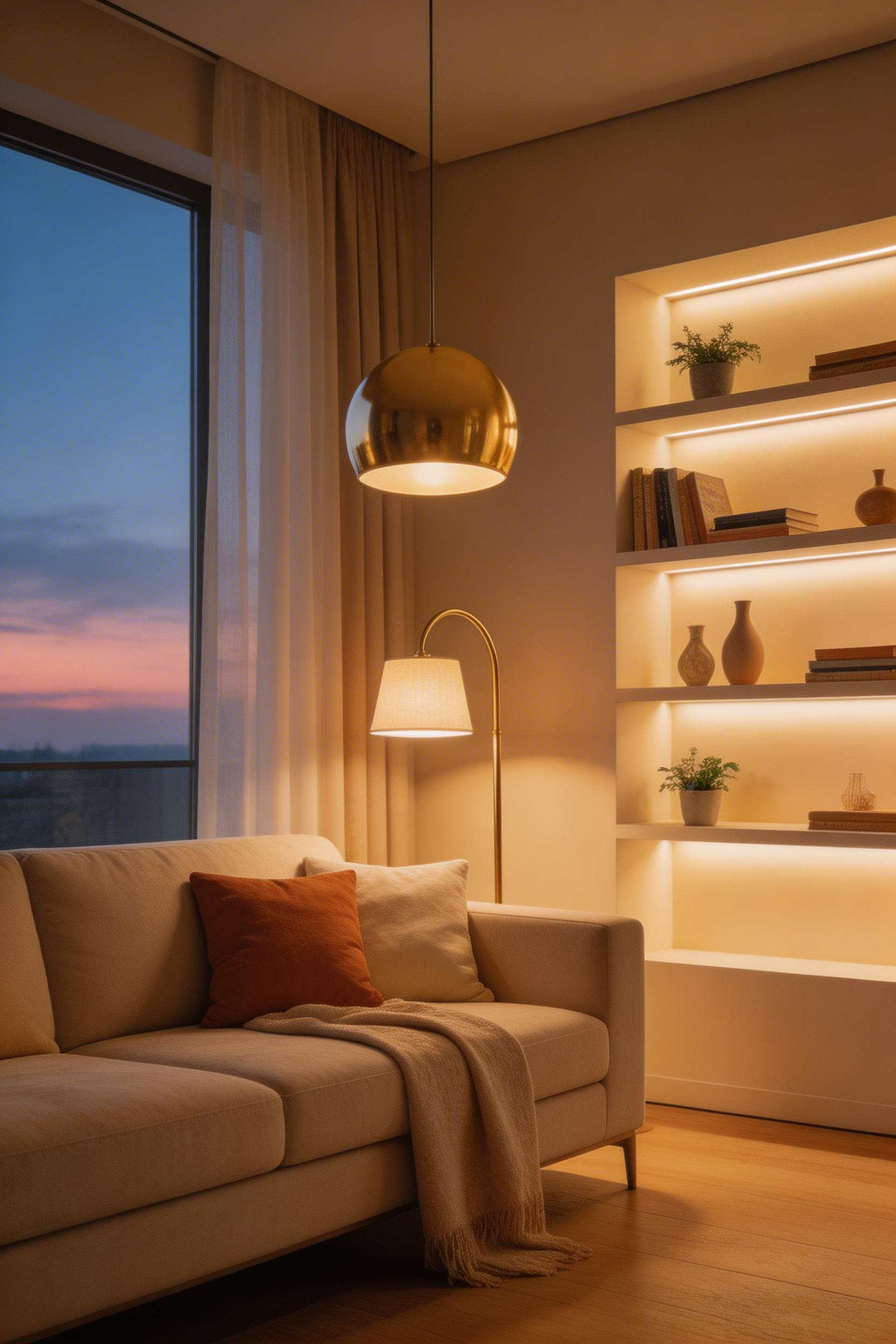 Layered lighting from three sources — ambient, task, and accent — is one of the foundational modern living room ideas that most guides understate.