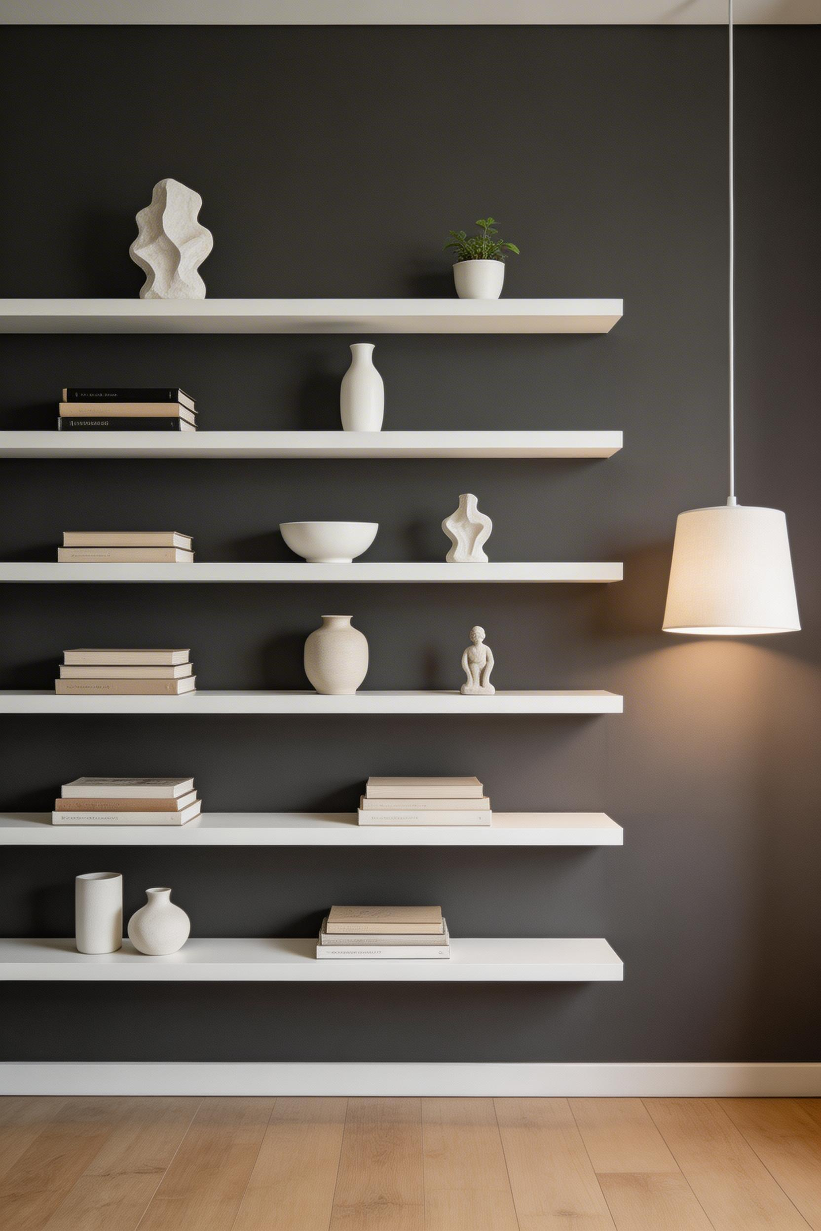 Architectural shelving styled with restraint is one of the most-photographed modern living room ideas — because it balances presence and personality in equal measure.