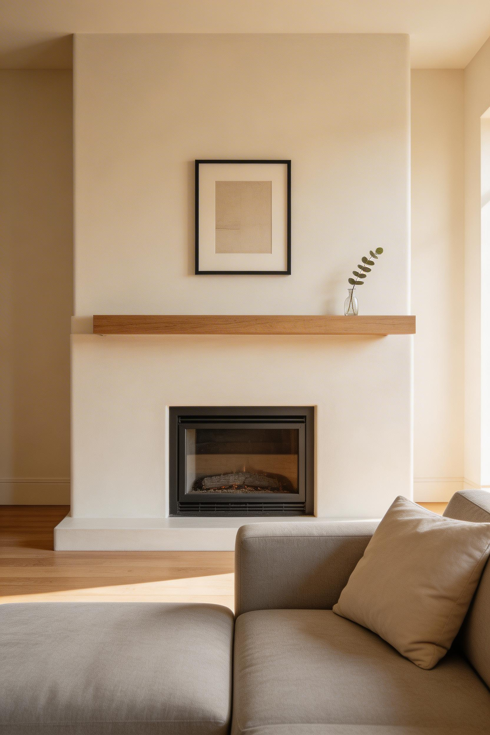 A clean-lined fireplace surround update is one of the highest-impact modern living room ideas that most owners can achieve without professional help.