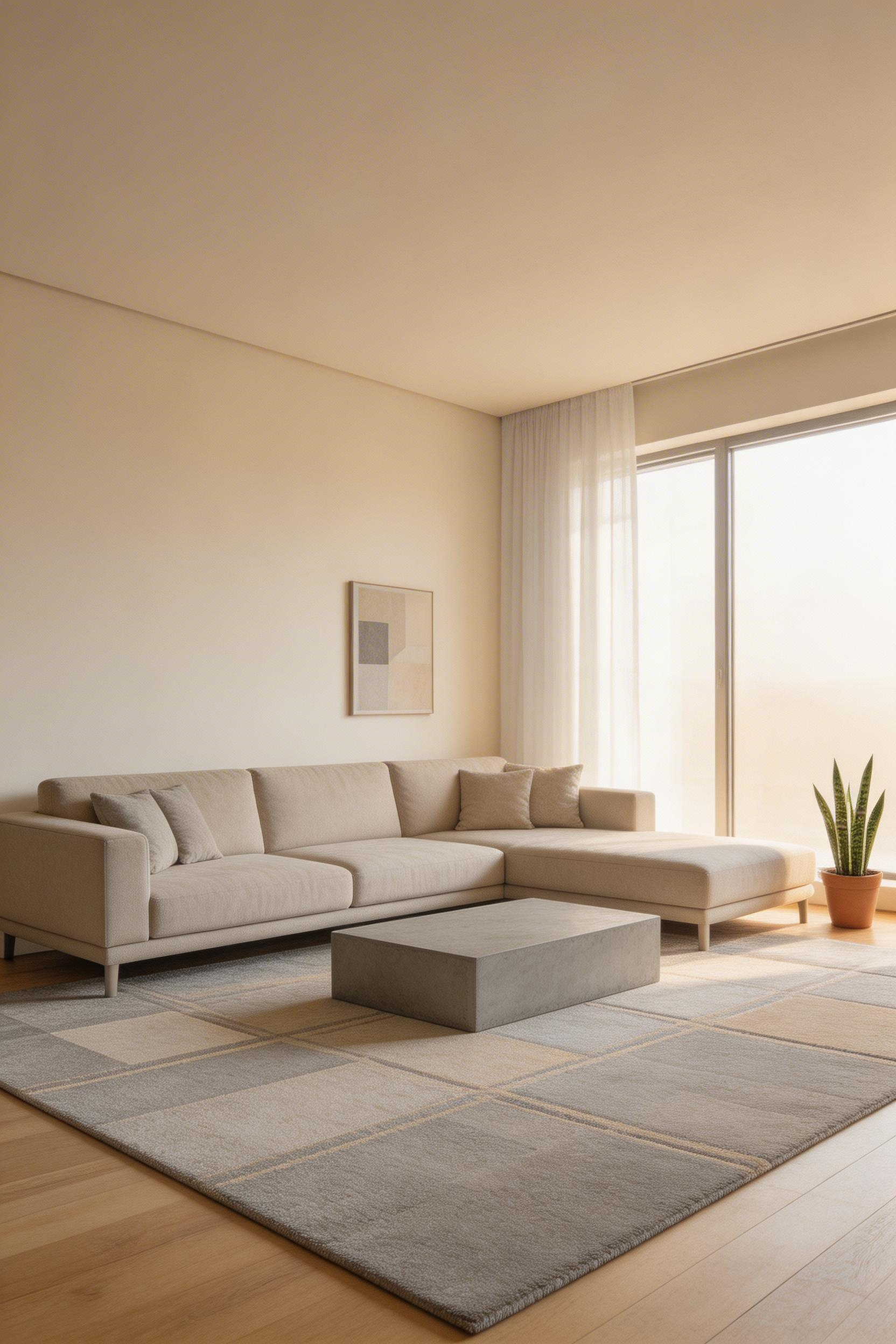 Correct rug sizing anchors the seating area as a unified composition — one of the modern living room ideas that most people underestimate until they see the before and after.