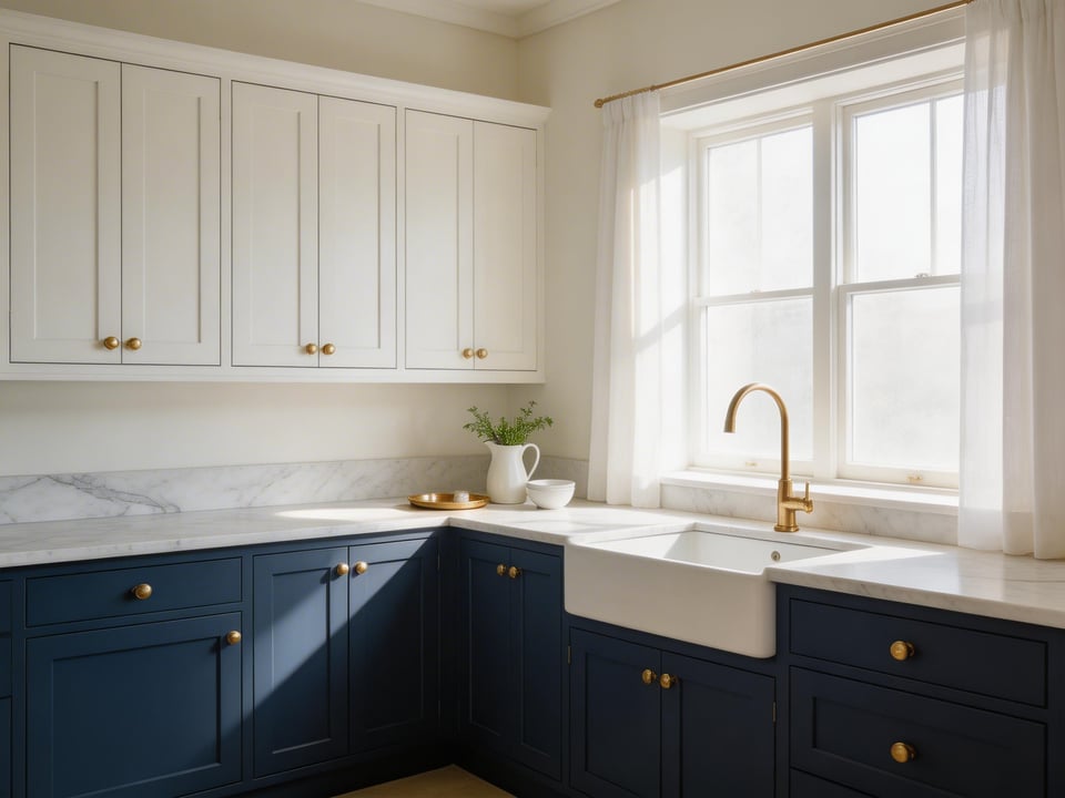 Kitchen cabinets ideas that work in real homes — two-tone shaker cabinets, contrasting island finishes, and painted fronts in colours that last well beyond the trend cycle.
