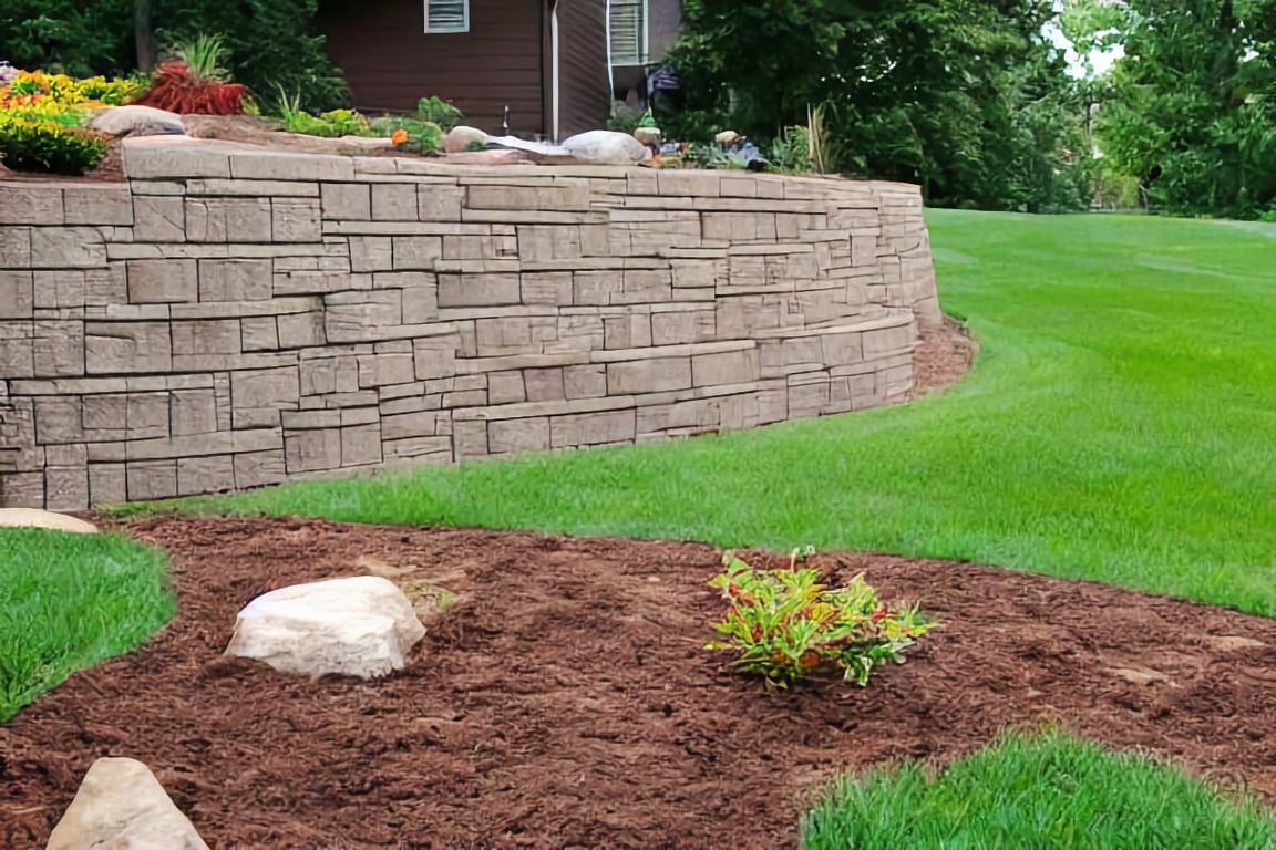 Concrete block retaining walls