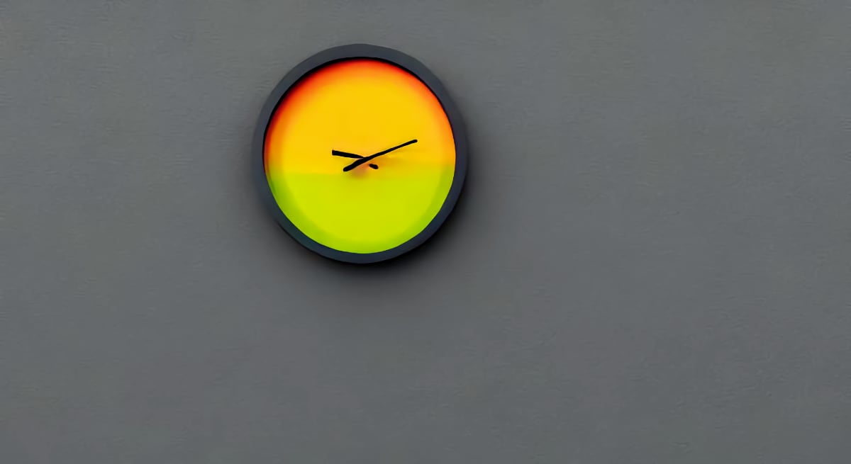 Colorful Clock on Gray Wall