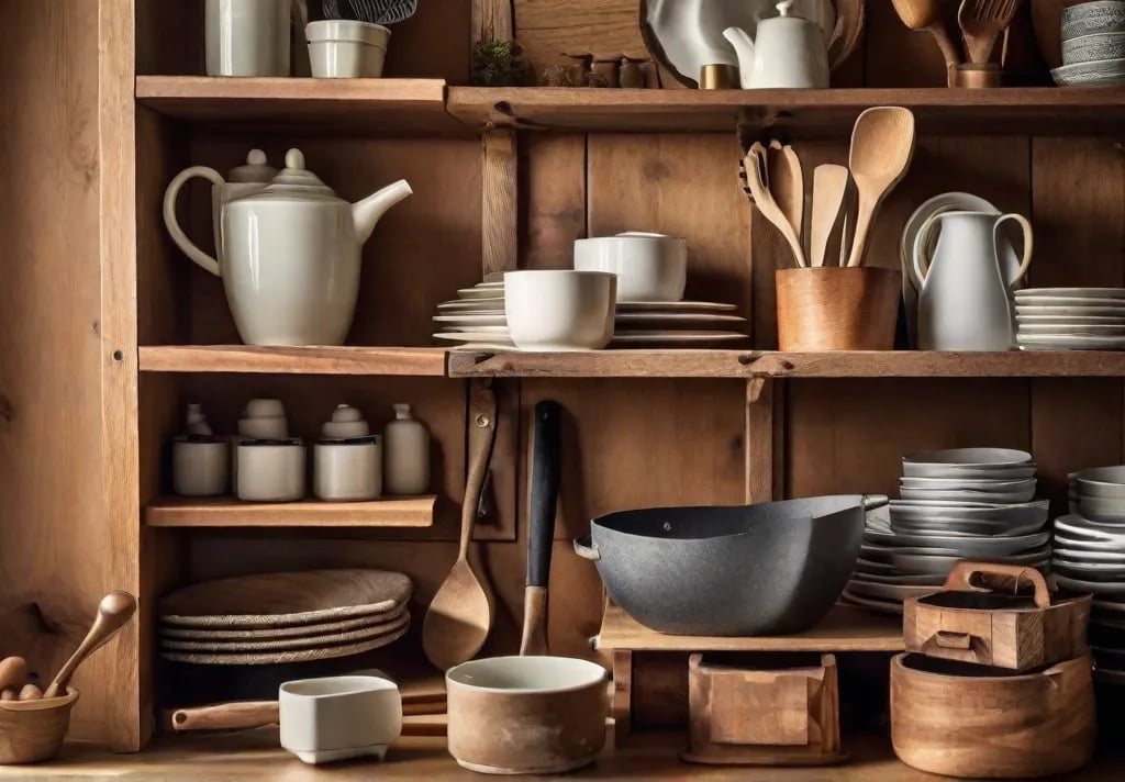 A DIY project corner set up in a farmhouse kitchen