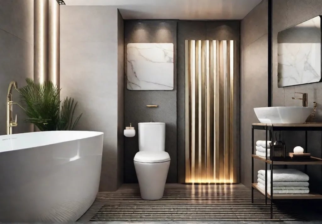 A bathroom featuring a creative placement of magnetic strips inside a cabinet door