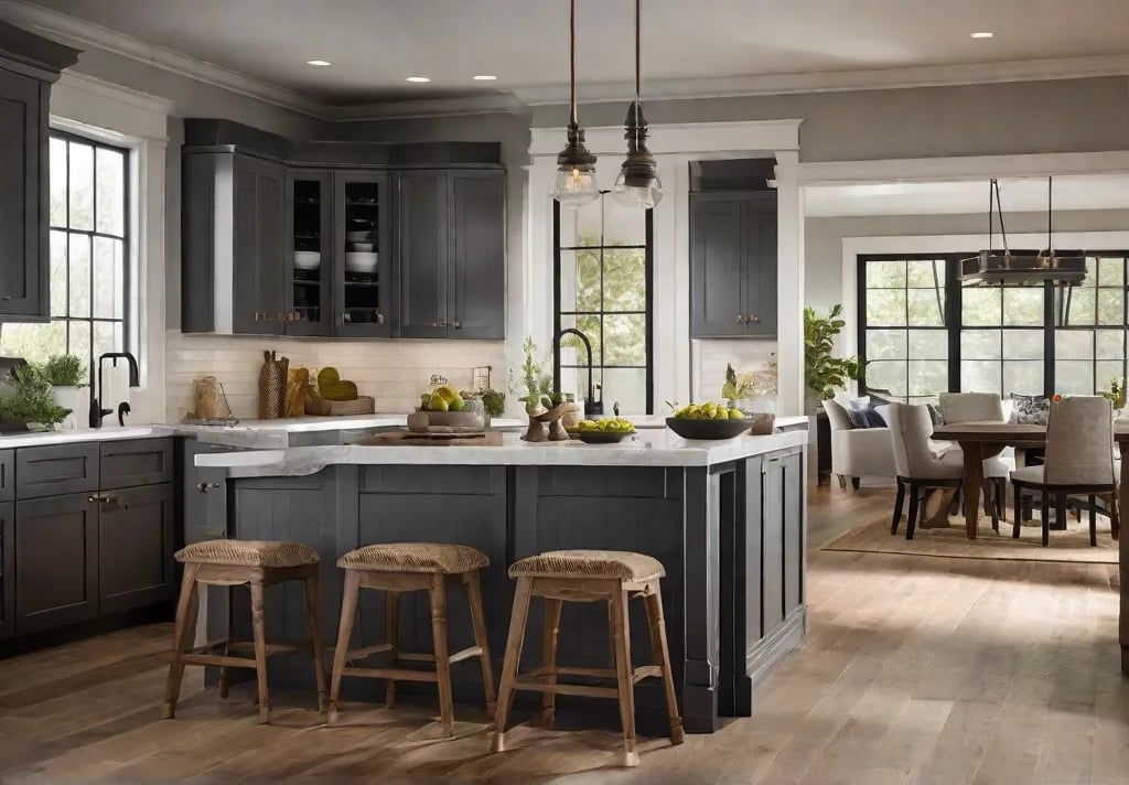 A before and after photo series showcasing a farmhouse kitchen transformation