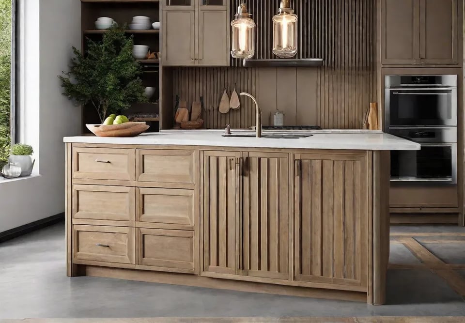 A beforeandafter visual of a kitchen island transformation from a modern design
