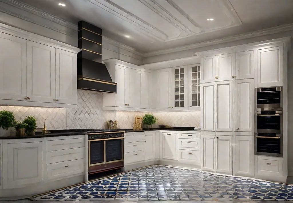 A detailed image of a kitchen layout optimized for efficiency and style