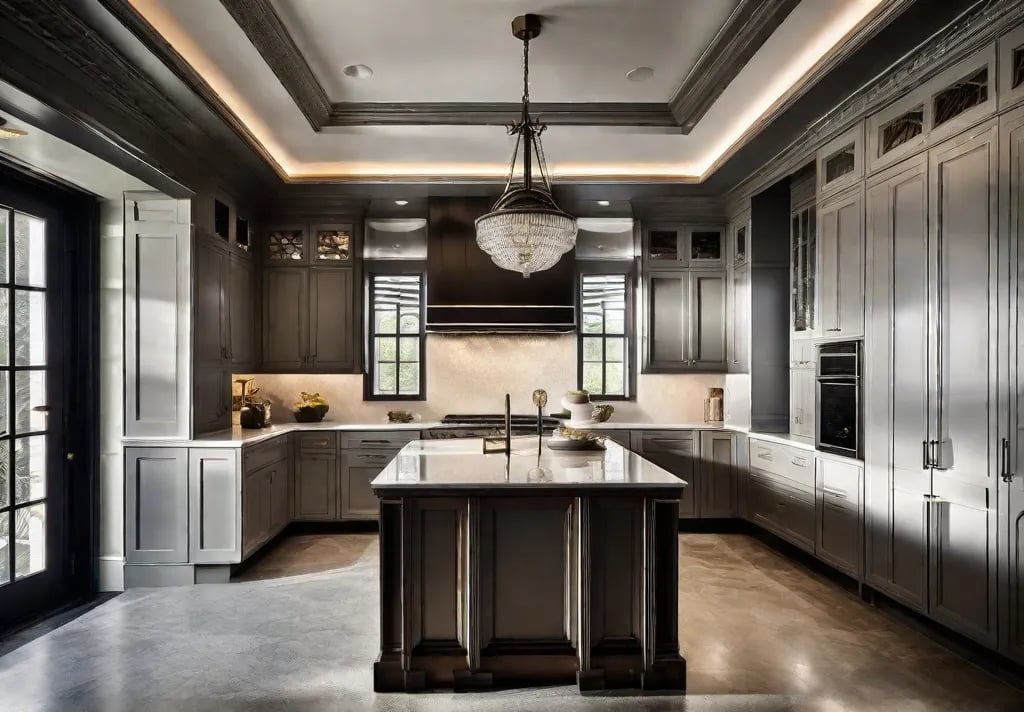 A dramatic scene of uplighting highlighting the textured ceiling of an Art