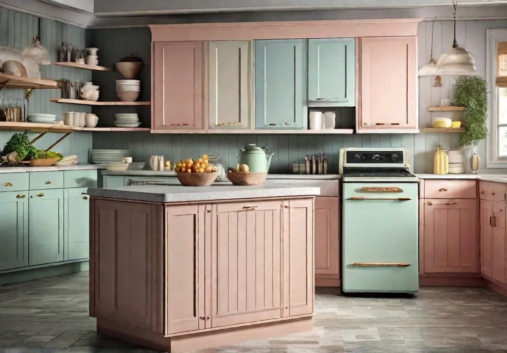 A montage of farmhouse kitchen palettes