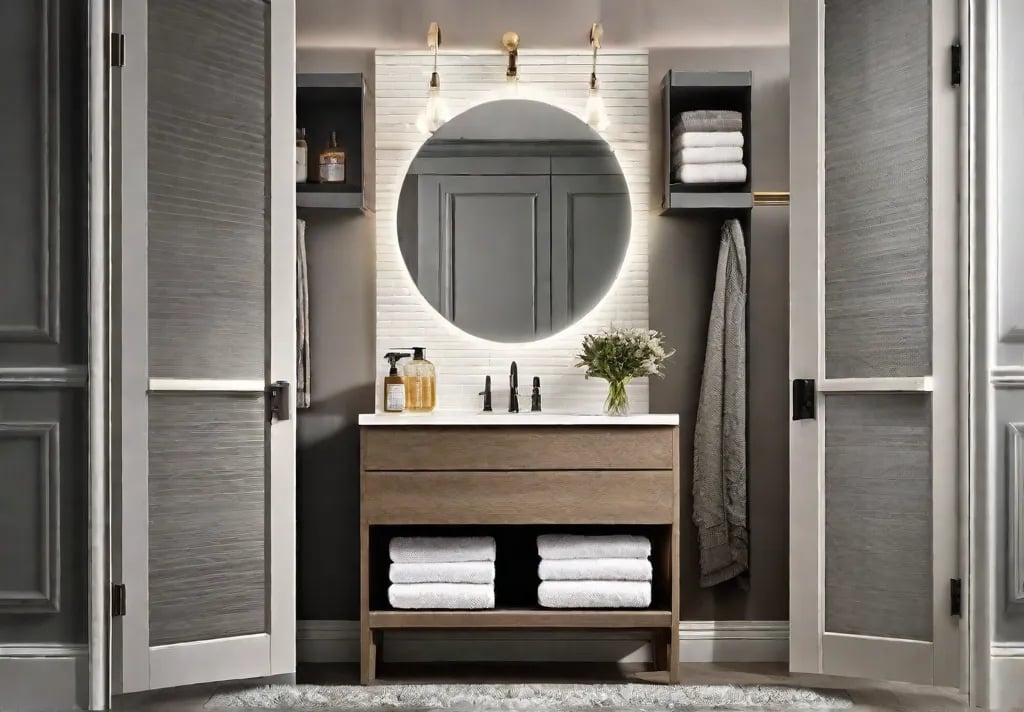 A no drill hanging organizer on the back of the bathroom door