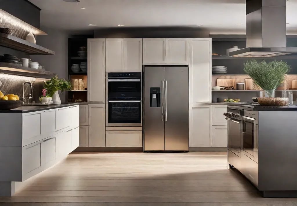 A panoramic view of a kitchen upgraded with the latest high tech appliances