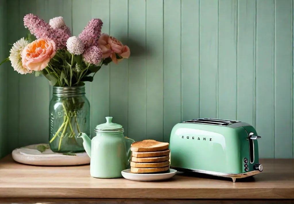 A vignette of a breakfast nook in a farmhouse kitchen