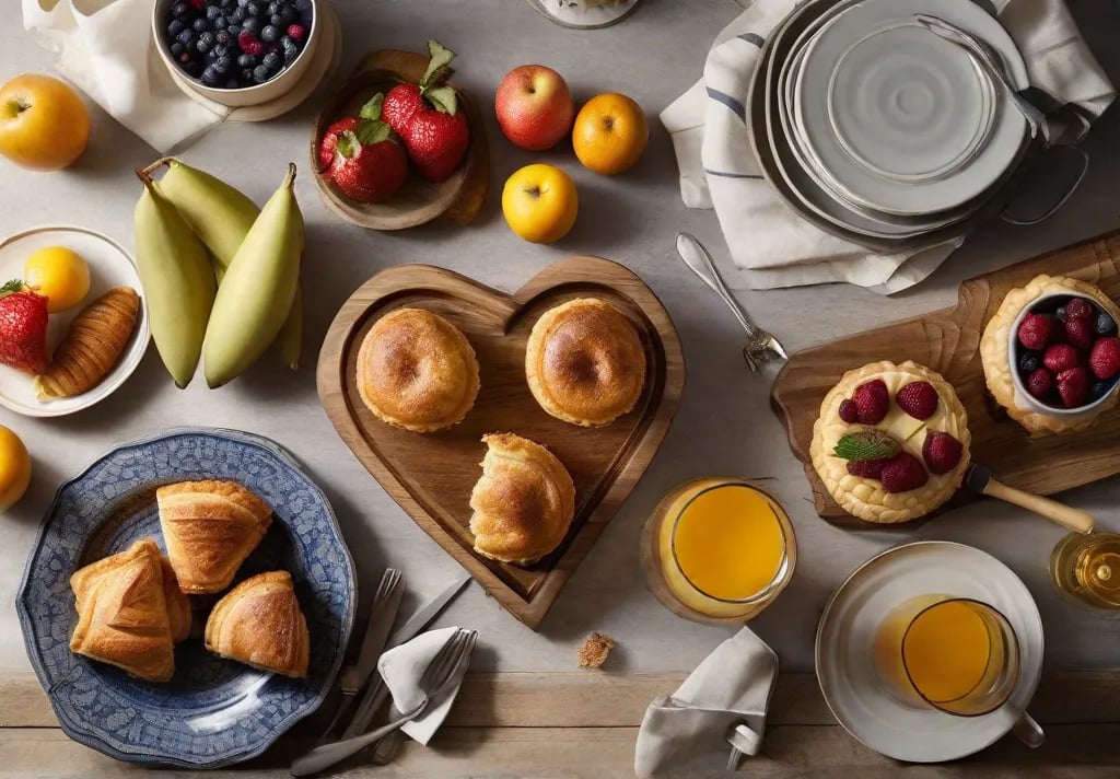 An artistic overhead shot of a farmhouse kitchen island