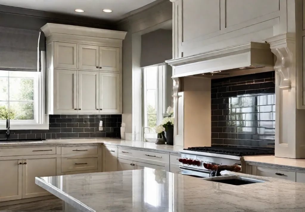 An example of easy to clean surfaces within a kitchen