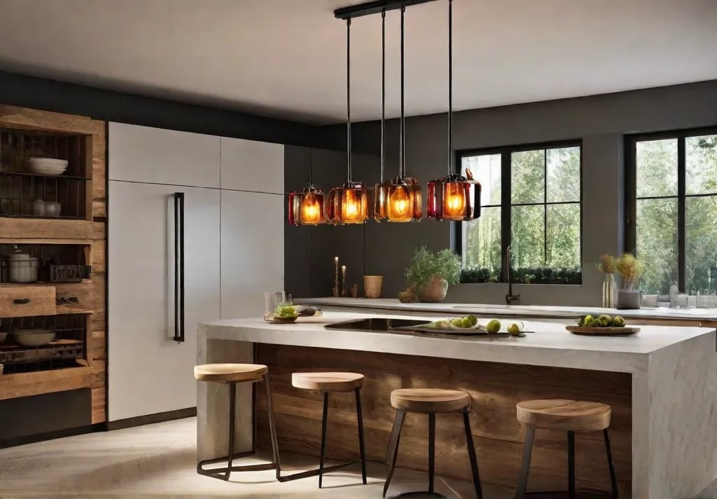 An innovative light fixture crafted from a polished wooden beam fitted with