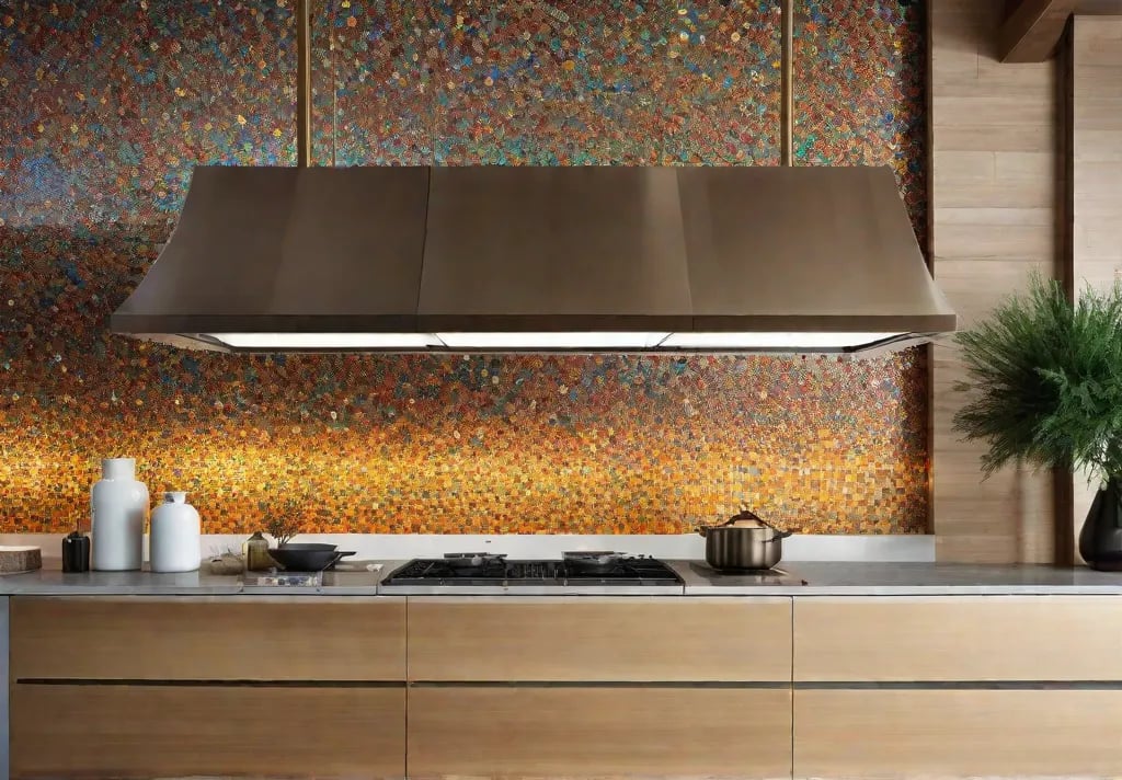 Pendant lights with mosaic glass scattering a kaleidoscope of colors across a