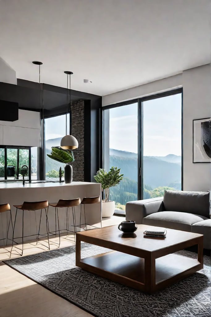 A Scandinavianinspired living room with a minimalist aesthetic featuring a cleanlined sofa