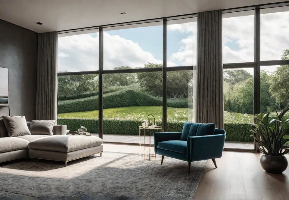 A cozy living room bathed in natural light featuring plush seating afeat