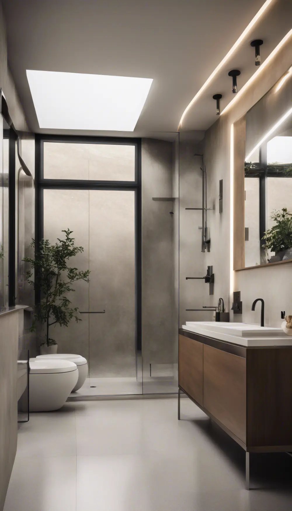 A high definition photo of a bathroom with A sophisticated DIY framed mirror project featuring a sl