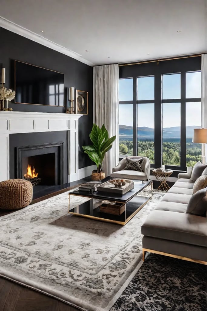 A living room with a cozy and inviting atmosphere featuring a mix