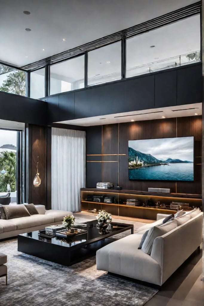 A living room with a harmonious blend of modern and traditional design