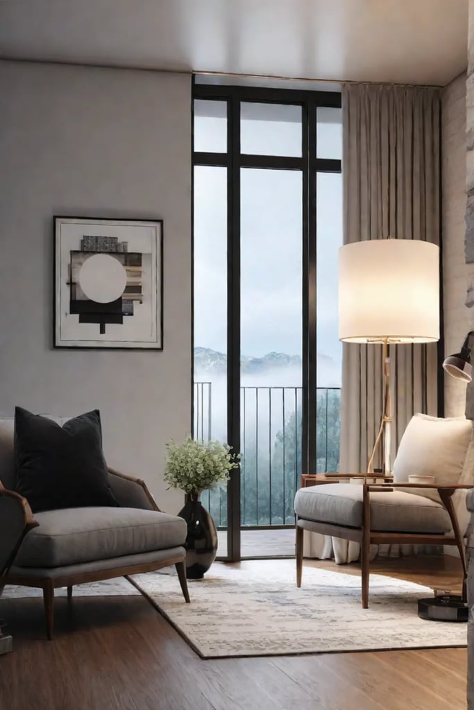 A living room with a harmonious blend of modern and vintage design