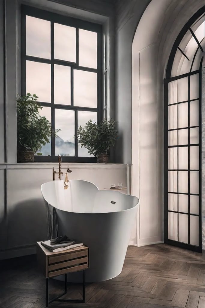 A serene bathroom setting illustrating the principle of minimalism with clean lines