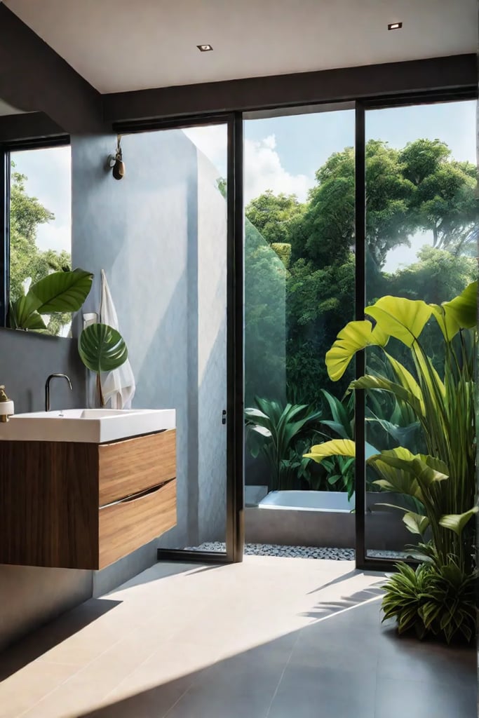Bathroom with garden view
