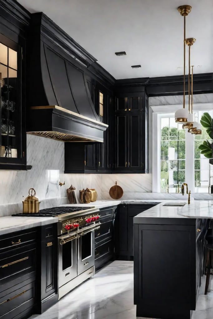 Chic black and white kitchen scheme
