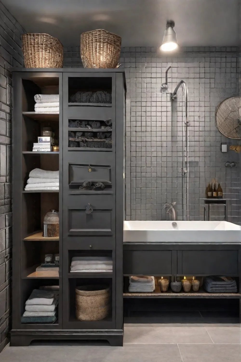 Interactive chalkboard wall in a family bathroom allowing for fun messages and